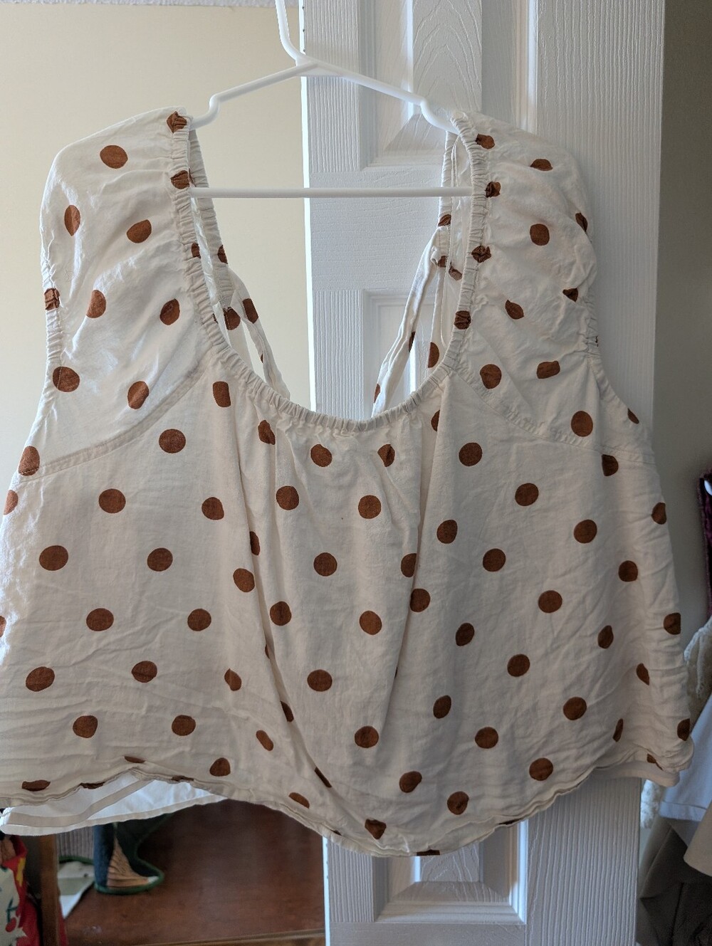Penningtons Cream Tank Top with Brown Polka Dots